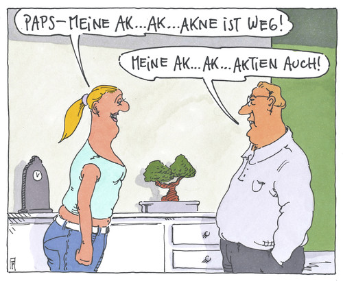 Cartoon: einfach weg (medium) by Andreas Prüstel tagged akne,aktien,cartoon,karikatur,akne,aktien,cartoon,karikatur