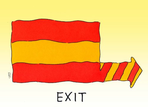Cartoon: exit (medium) by Andreas Prüstel tagged spanien,katalonien,unabhängigkeitserklärung,regionalparlament,cartoon,karikatur,andreas,pruestel,spanien,katalonien,unabhängigkeitserklärung,regionalparlament,cartoon,karikatur,andreas,pruestel