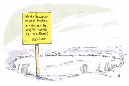 Cartoon: froschteich (medium) by Andreas Prüstel tagged wahl,fdp,niedersachsen,rösler,frösche,fdp,wahl,niedersachsen,rösler,frösche