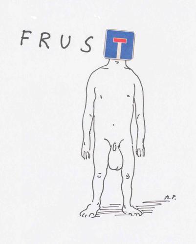 Cartoon: frust (medium) by Andreas Prüstel tagged mann,frust,hoden,verkehrszeichen,sackgasse,sackgasse,verkehrszeichen,hoden,mann