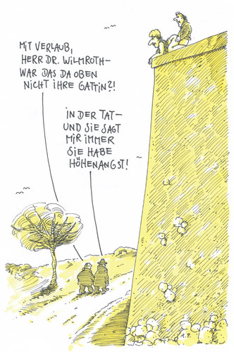Cartoon: höhenangst (medium) by Andreas Prüstel tagged höhenangst,ehepaar,höhenangst,ehepaar
