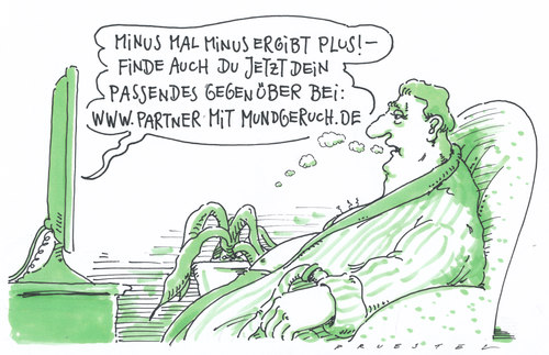 Cartoon: mundgeruch (medium) by Andreas Prüstel tagged tv,onlinepartnersuche,single,einsamkeit,mundgeruch,mundgeruch,einsamkeit,single,onlinepartnersuche,tv,partnersuche