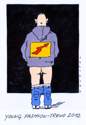 Cartoon: jugendmode (medium) by Andreas Prüstel tagged mode,jugend,modetrend,jeans,jugend,mode,jeans,modetrend
