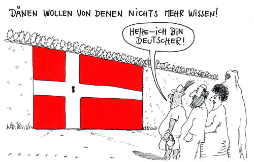 Cartoon: klappe zu (medium) by Andreas Prüstel tagged schengenabkommen,eu,grenzkontrollen,dänemark,dänemark,grenzkontrollen,eu