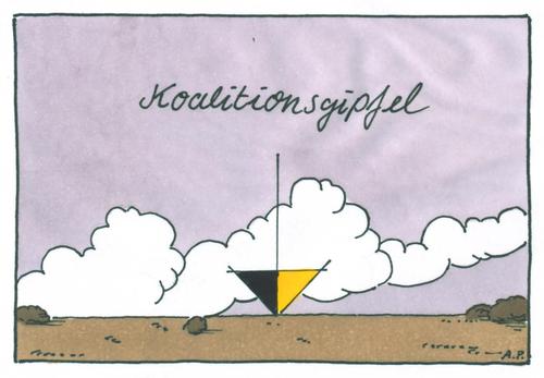 Cartoon: koalitionsgipfel (medium) by Andreas Prüstel tagged koalition,regierung,koalitionsgipfel,cdu,csu,fdp