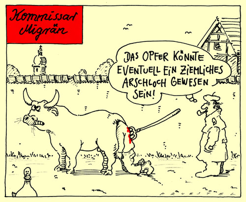 Cartoon: kommissar migrän (medium) by Andreas Prüstel tagged kriminalkommissar,opfer,mord,mordfall,kriminalkommissar,opfer,mord,mordfall