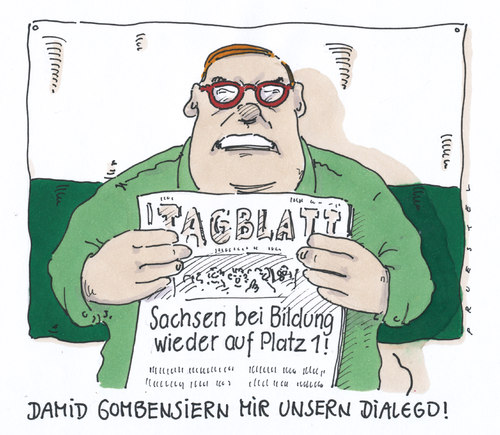 Cartoon: kompensation (medium) by Andreas Prüstel tagged sachsen,bildungswesen,rating,dialekt,sachsen,bildungswesen,rating,dialekt