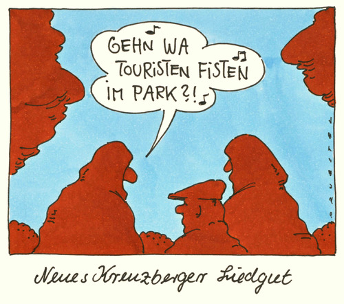 Cartoon: kreuzberg (medium) by Andreas Prüstel tagged fisting,einheimische,aggressionen,touris,touristenschwemme,kreuzberg,berlin