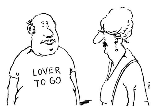 Cartoon: lover (medium) by Andreas Prüstel tagged to,go,lover,cartoon,karikatur,andreas,pruestel,to,go,lover,cartoon,karikatur,andreas,pruestel