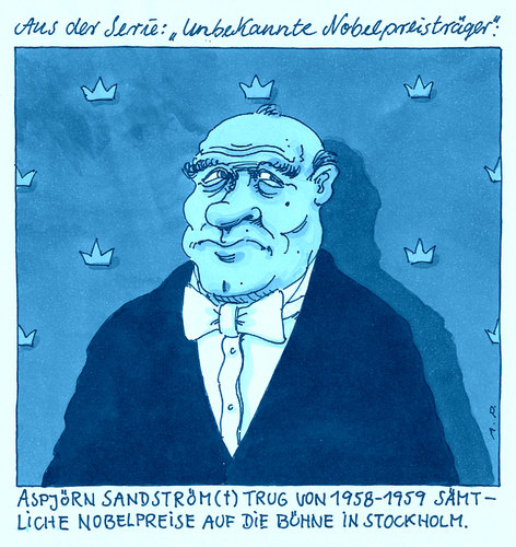 Cartoon: nobelpreisträger (medium) by Andreas Prüstel tagged nobelpreis,nobelpreisträger,stockholm,cartoon,karikatur,andreas,pruestel,nobelpreis,nobelpreisträger,stockholm,cartoon,karikatur,andreas,pruestel