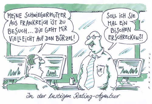 Cartoon: rating-fun (medium) by Andreas Prüstel tagged ratingagenturen,herabstufung,frankreich,ratingagenturen,herabstufung,frankreich