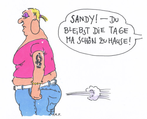 Cartoon: Sandy (medium) by Andreas Prüstel tagged vorsichtsmaßnahme,hurrikan,sandy,sandy,hurrikan,vorsichtsmaßnahme