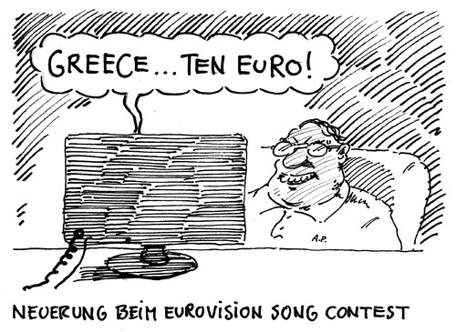Cartoon: solidarität (medium) by Andreas Prüstel tagged eurovisionsongcontest,griechenland,staatsverschuldung,euro,eurovision songcontest,griechenland,staatsverschuldung,euro,eurovision,songcontest