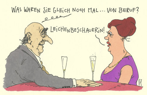 Cartoon: stets im dienst (medium) by Andreas Prüstel tagged bar,frau,mann,leichenbeschauerin,job,cartoon,karikatur,bar,frau,mann,leichenbeschauerin,job,cartoon,karikatur