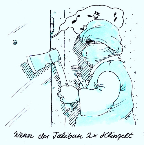 Cartoon: taliban (medium) by Andreas Prüstel tagged taliban,fanatiker,mord,musikverbot,feierverbot,islamisten,taliban,fanatiker,mord,musikverbot,feierverbot,islamisten