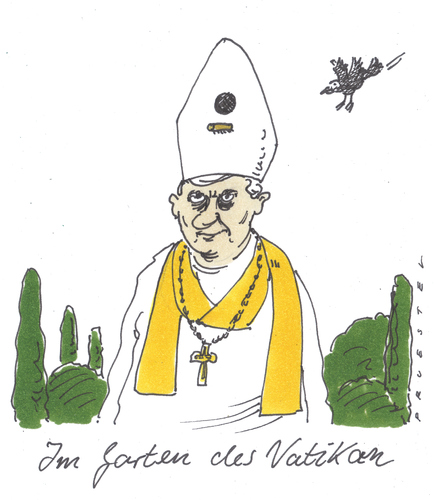 Cartoon: vogelfreund (medium) by Andreas Prüstel tagged papst,vatikan,garten,vogelhäuschen,papst,vatikan,garten,vogelhäuschen,religion