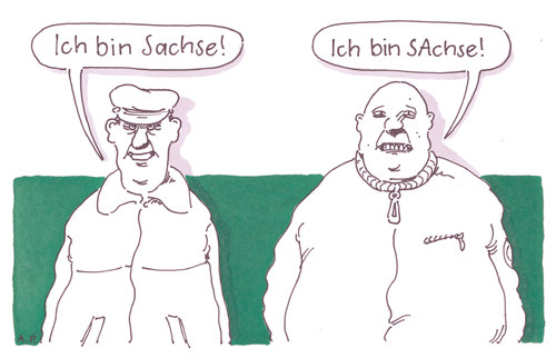 Cartoon: zwei sachsen (medium) by Andreas Prüstel tagged sachsen,neonazis,fremdenfeindlichkeit,antisemitismis,sa,sachsen,neonazis,fremdenfeindlichkeit,antisemitismis,sa