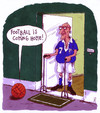 Cartoon: football (small) by Andreas Prüstel tagged fußball,fußballhymne,alter,lederfußball,fußballspieler,heimkommen,cartoon,karikatur,andreas,pruestel