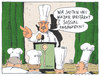 Cartoon: köchekongress (small) by Andreas Prüstel tagged koch,köche,kongress,kochen,sosse,engagement