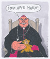 Cartoon: maria (small) by Andreas Prüstel tagged bischof,avemaria,spielzeug,plüschtier,affe