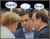 Cartoon: unflotter dreier (small) by Andreas Prüstel tagged merkel,tsipras,hollande,cartoon,collage,andreas,pruestel