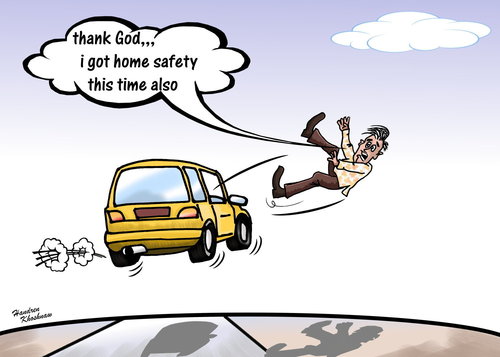 Cartoon: getting home this time safety (medium) by handren khoshnaw tagged handren,khoshnaw,traffic