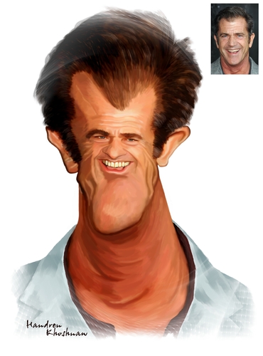 Cartoon: Mel Gibson (medium) by handren khoshnaw tagged handren,khoshnaw