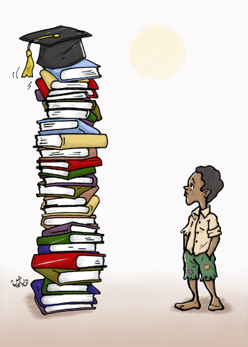 Cartoon: Poverty and education (medium) by handren khoshnaw tagged handren,khoshnaw,poverty,education,university