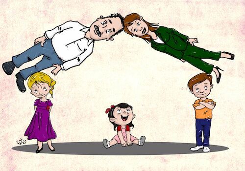 Cartoon: the meaning of family cartoon (medium) by handren khoshnaw tagged handren,khoshnaw,cartoon,caricature,family,kids