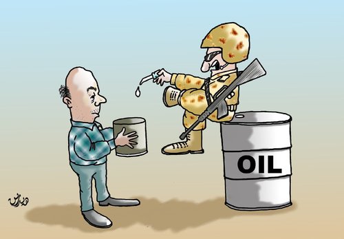 Cartoon: the west and Kurds fuel (medium) by handren khoshnaw tagged iraq,kurdistan,fuerl,khoshnaw,handren