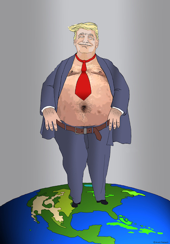 Cartoon: Nabel der Welt (medium) by Aneli Fiebach tagged menschen,gesellschaft,welt,staaten,politik,trump,donald