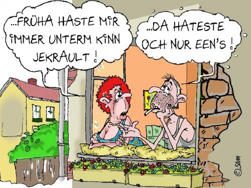 Cartoon: früher (medium) by sam tagged beziehung,frau,mann,character,cartoon,home,kinder
