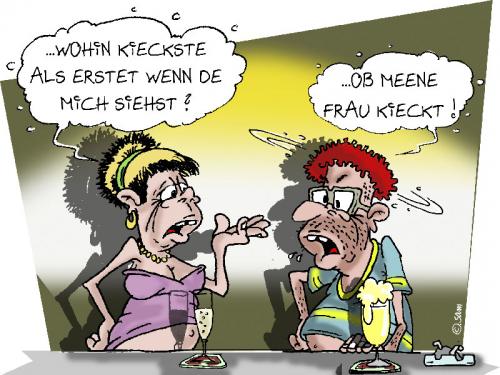 Cartoon: nach fraun kicken (medium) by sam tagged bunt,familie,lustig,man,frau,woman,character,sam,
