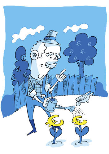 Cartoon: Sparen (medium) by astaltoons tagged zinsen,anlagen,euro,gießen,pflegen,gärtner,wachstum