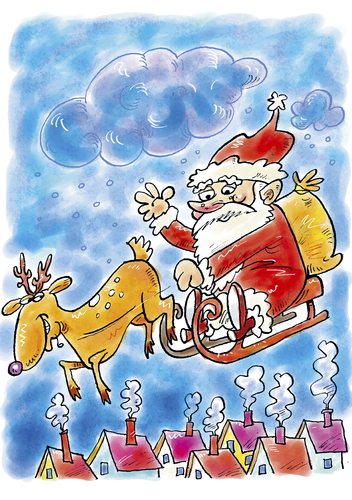 Cartoon: Weihnachten (medium) by astaltoons tagged weihnachten,weihnachtsmann,rentier,schlitten