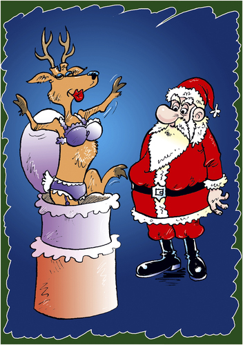 Cartoon: Weihnachtsfreuden (medium) by astaltoons tagged weihnachten,weihnachtsmann,torte,rentier,geschenke,männerfreuden,männergeschenk,bikini