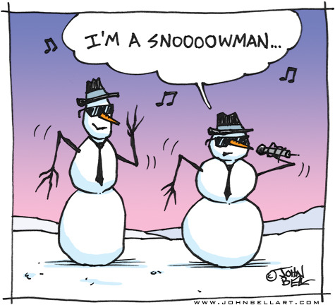 Cartoon: Blues Brothers Snowmen (medium) by JohnBellArt tagged blues,brothers,jake,elwood,soul,snowman,sing,music,dance,song