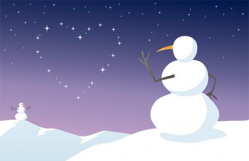 Cartoon: Snow Love (medium) by JohnBellArt tagged love,snowman,winter,heart,stars,lover,distance,star,crossed