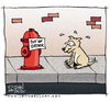 Cartoon: Out of Order (small) by JohnBellArt tagged dog,sign,out,of,order,fire,hydrant,wc,toilet,crapper,poop,turd,shit,pee