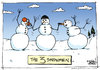Cartoon: The 3 Snowmen (small) by JohnBellArt tagged snowmen,stooges,moe,larry,curly