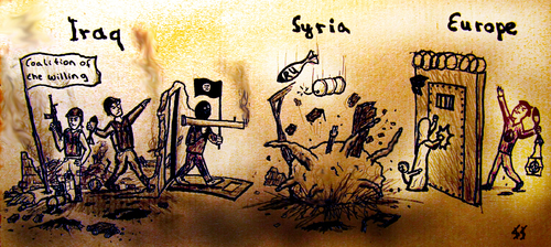 Cartoon: Syria 2015 (medium) by SimonsComics tagged bombing,syria,syrien,usa,nato,isis,deash,is,iraq,war