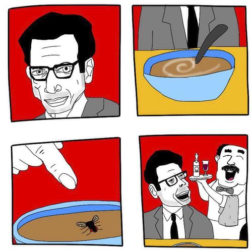Cartoon: The adventures of Jeff Goldblum. (medium) by mypenleaks tagged joke,goldblum,jeff,fly,lol,soup