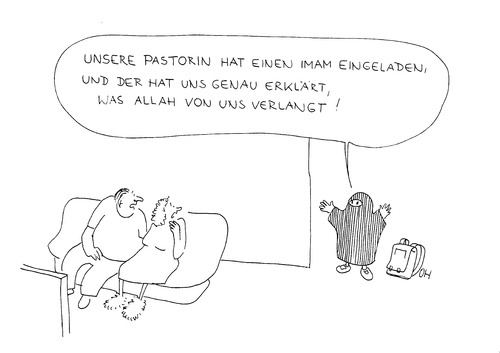 Cartoon: Imam (medium) by Oswald Huber tagged religion,islam,pastor,schule,eltern,kinder