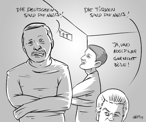 Cartoon: Die große Verwirrung (medium) by INovumI tagged erdogan,nazivergleich,wilders,einreiseverbot,höcke,hitler,demokratie,nazis