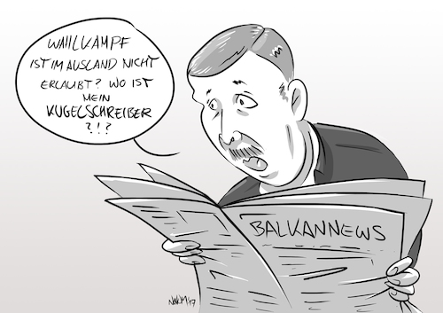 Cartoon: Erdogan Wahlkampf im Ausland (medium) by INovumI tagged erdogan,wahlkampf,ausland