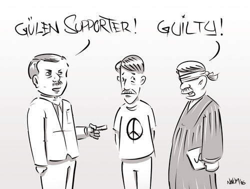 Cartoon: presumption of innocence (medium) by INovumI tagged erdogan,gülen,türkei,unschuldsvermutung,presumption,of,innocence