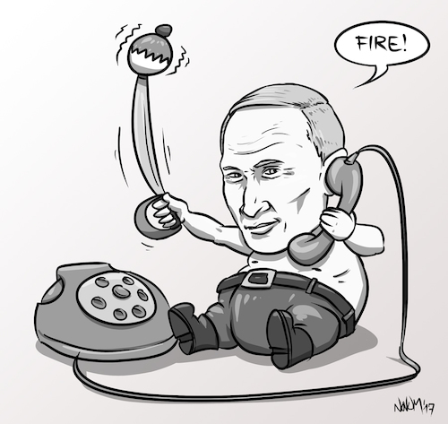 Cartoon: Putins Rassel (medium) by INovumI tagged wladimir,wladimirowitsch,putin,atomwaffenfähige,langstreckenraketen,interkontinentalraketen,säbelrassel