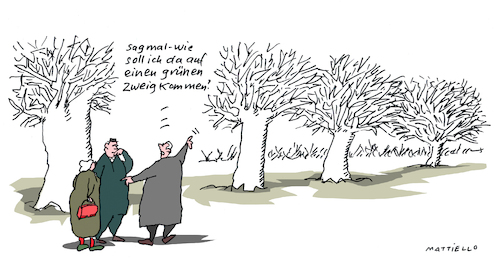 Cartoon: Grüner Zweig (medium) by Mattiello tagged mann,frau,arbeit,beruf,erfolg,misserfolg,klage,mann,frau,arbeit,beruf,erfolg,misserfolg,klage