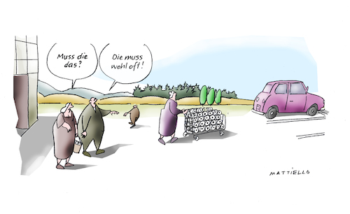 Cartoon: Hamstern (medium) by Mattiello tagged einkauf,vorrat,hamstern,klopapier,einkauf,vorrat,hamstern,klopapier