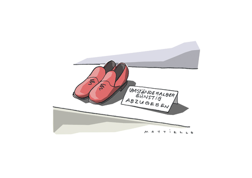 Cartoon: Rote Schuhe (medium) by Mattiello tagged papstrücktritt,benedikt,xvi,ratziger,rom,vatikan,papstrücktritt,benedikt,xvi,ratziger,rom,vatikan